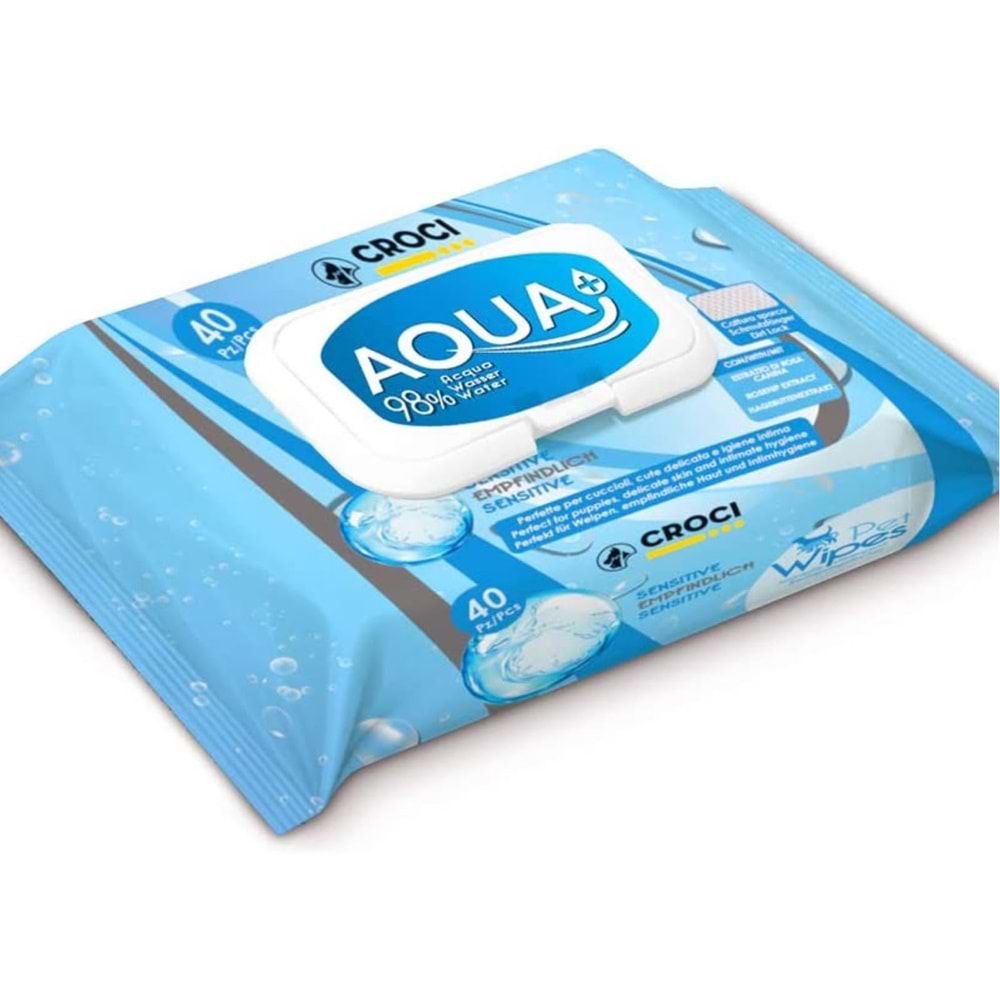 CROCI PET WIPES 40 POCS AQUA