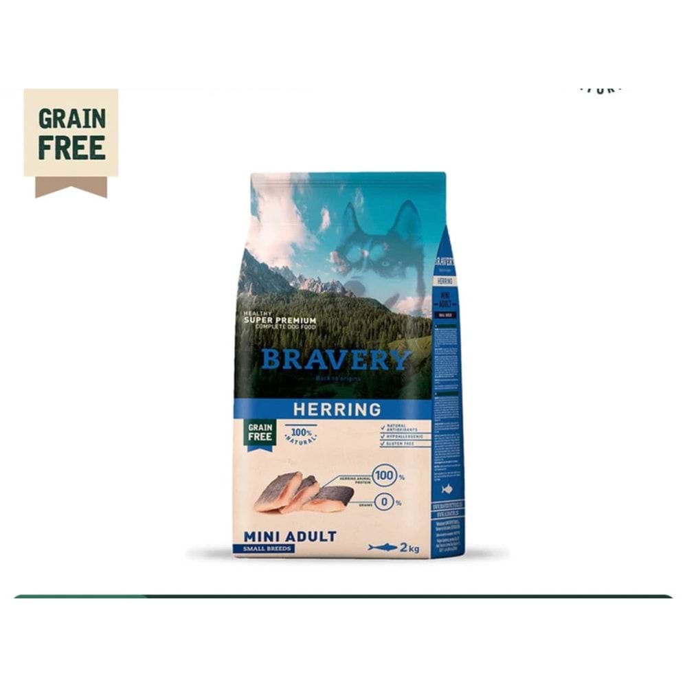 BRAVERY MINI ADULT DOG HERRING 2KG