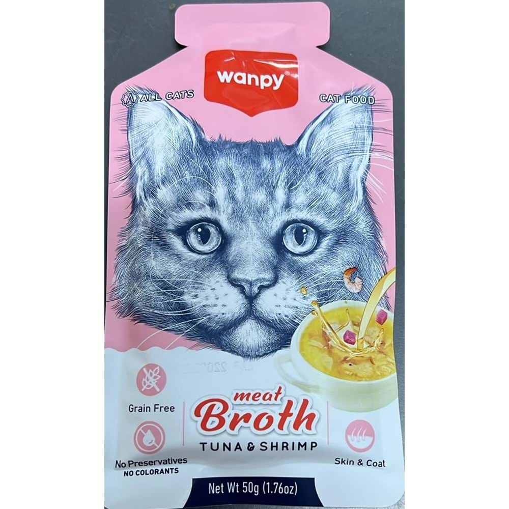 WANPY MEAT BROTHS TUNA & SHRIMP FOR CAT 50G