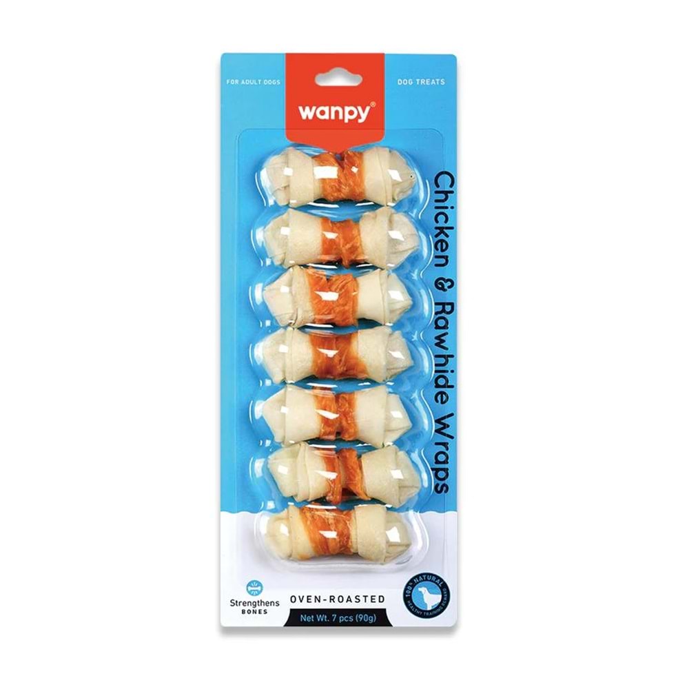 WANPY CHICKEN JERK WRAPPED BLEACHED RAWHIDE 2.5 90G