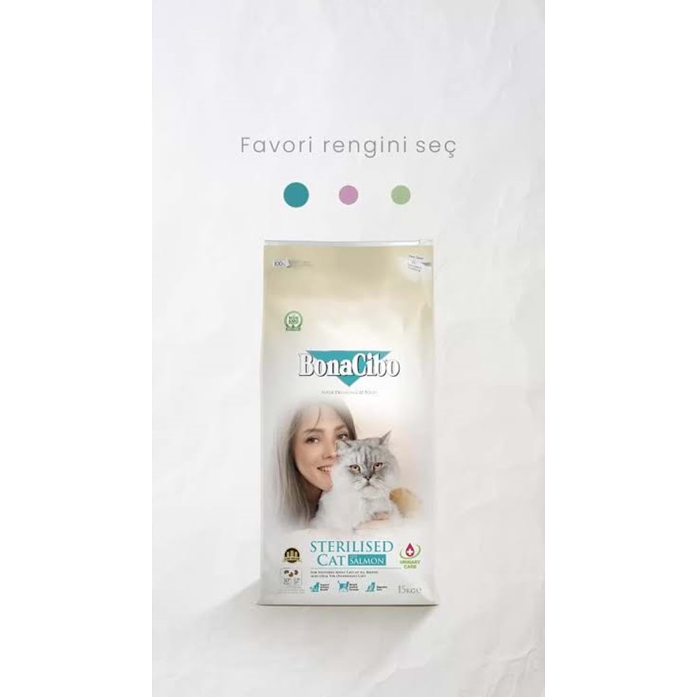 BONACIBO ADULT CAT SALMON STERLİSED 15KG