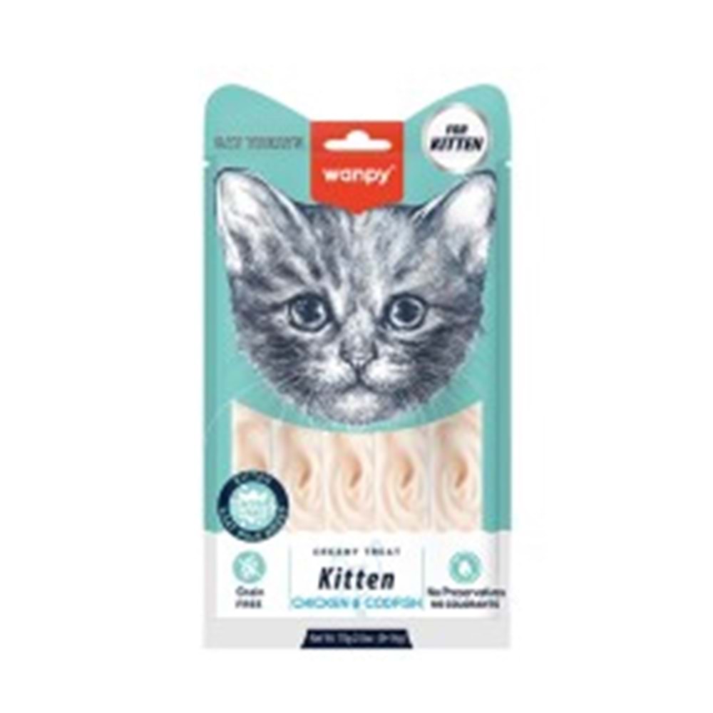 WANPY CREAMY LICKLABLE CAT TREATS FOR KITTEN CHICKEN&CODFISH 7G