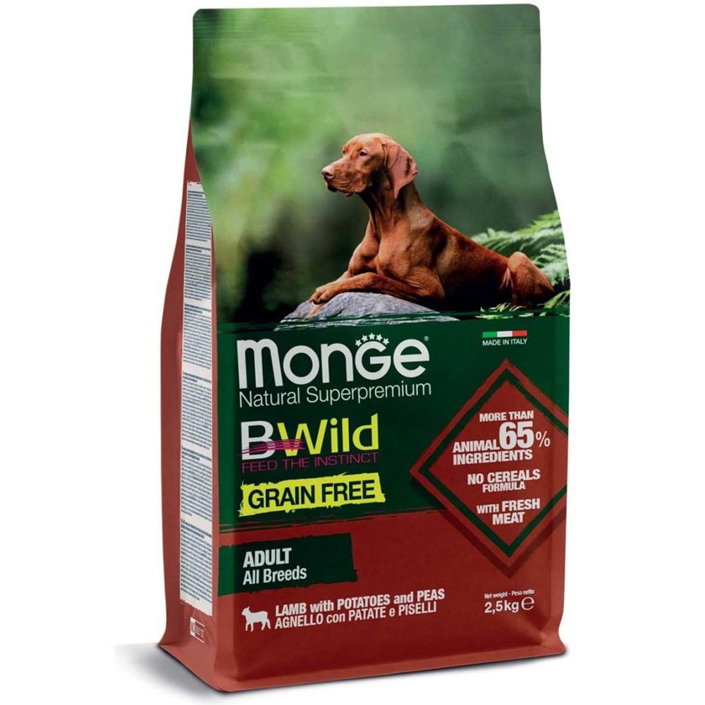 MONGE BW GRAIN FREE DOG ADULT LAMB POTATO PEAS 2.5KG