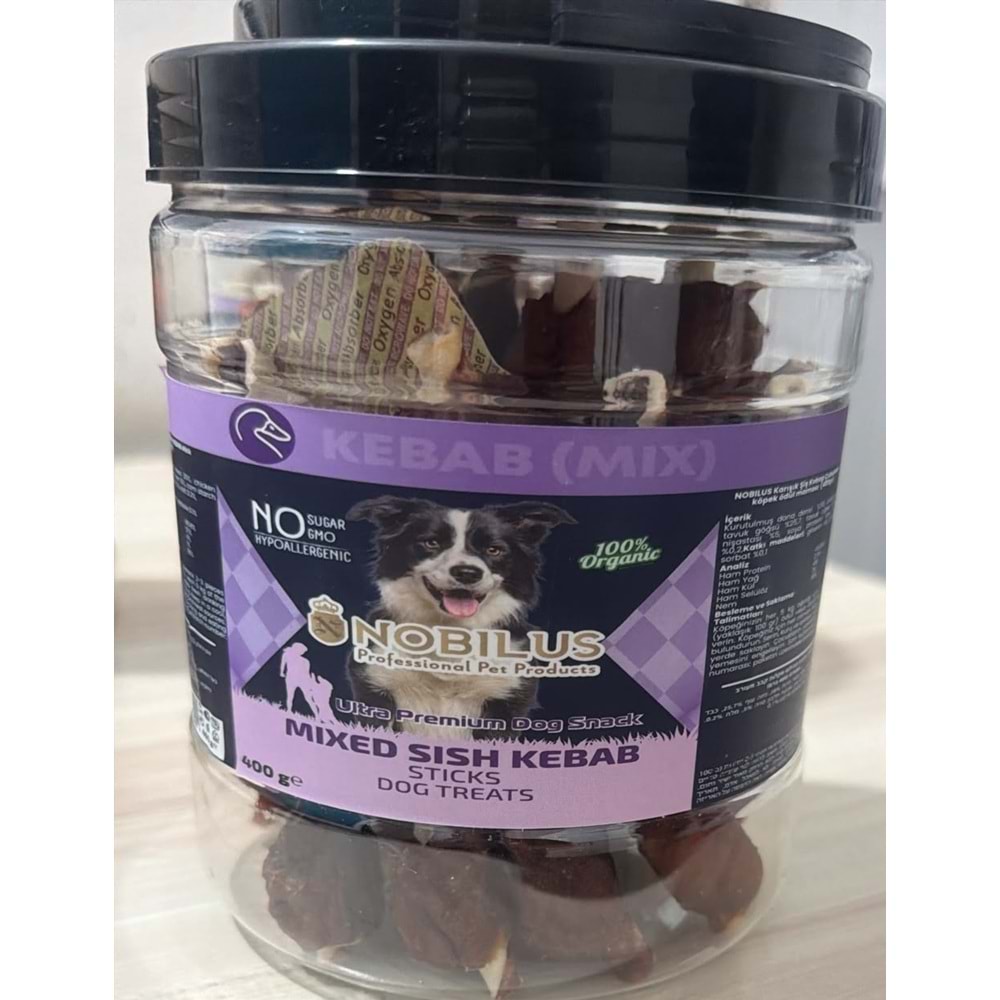 NOBILUS MIXED SISH KEBAB STICKS DOG TREATS 400G