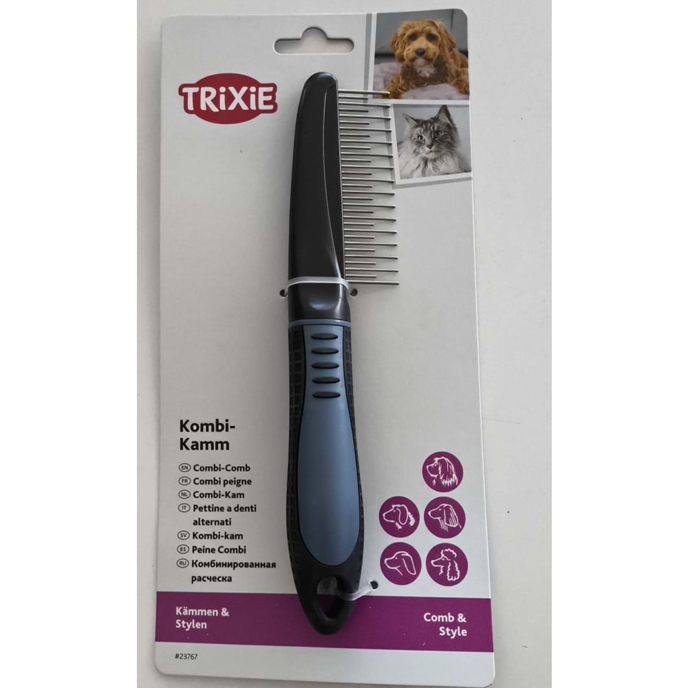 TRIXIE COMBİ COMB MEDİUM PLASTİC METAL PRONGS 22CM