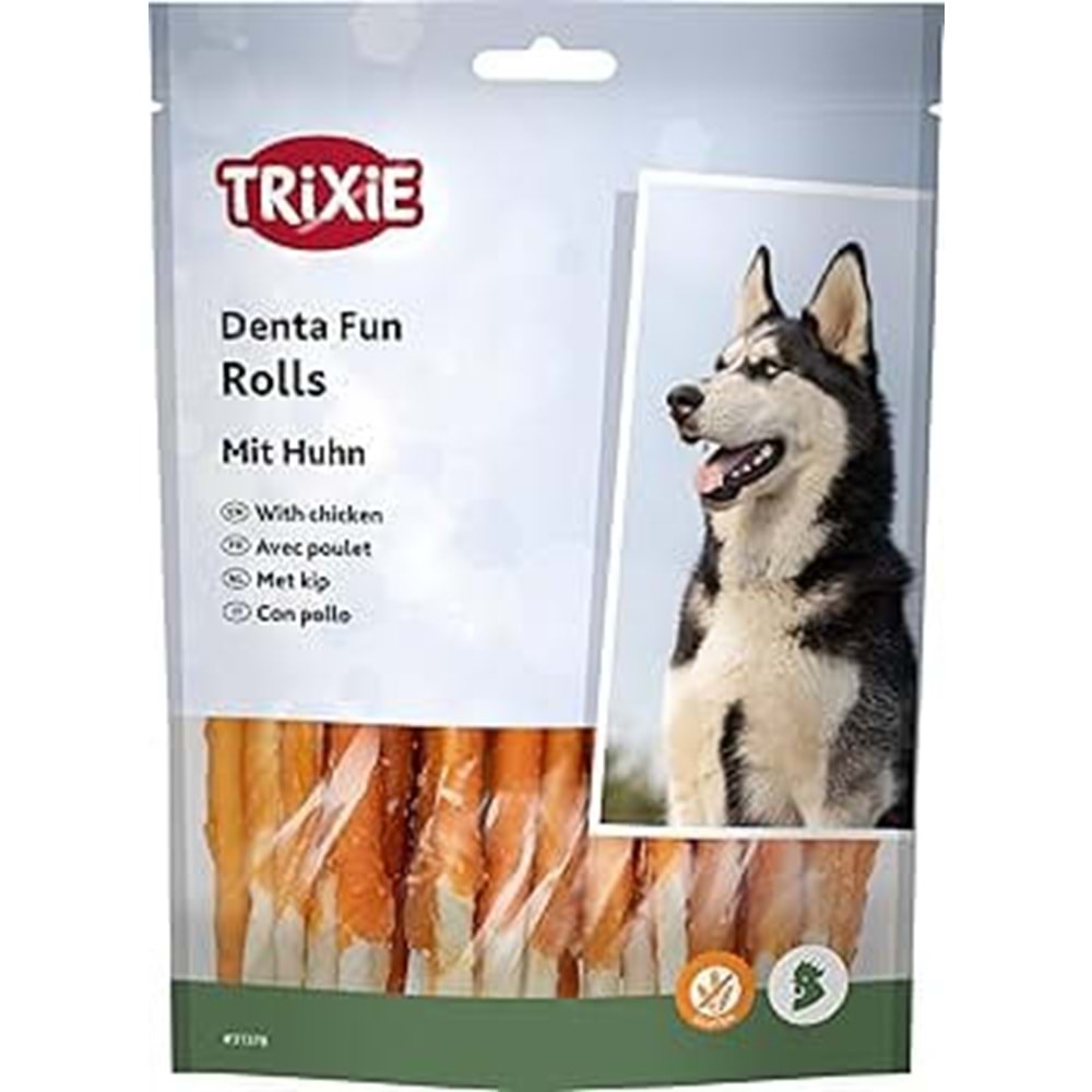 TRIXIE DENTA FUN ROLLS WİTH CHİCKEN 17CM 3PCS 140G
