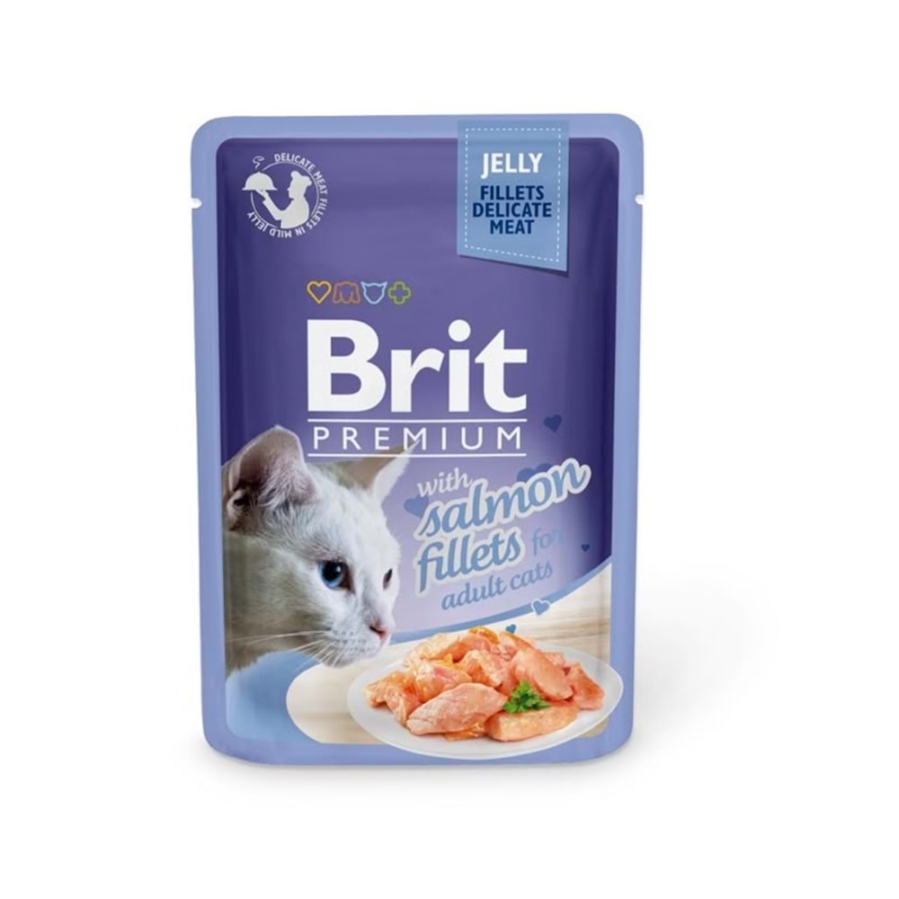 BRIT PREMİUM CAT DELİCATE MEAT FİLLETS İN JELLY SALMON 85G