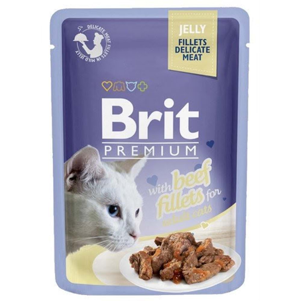 BRIT PERIMIUM CAT DELİCATE MEAT FİLLETS İN JELLY BEEF 85G