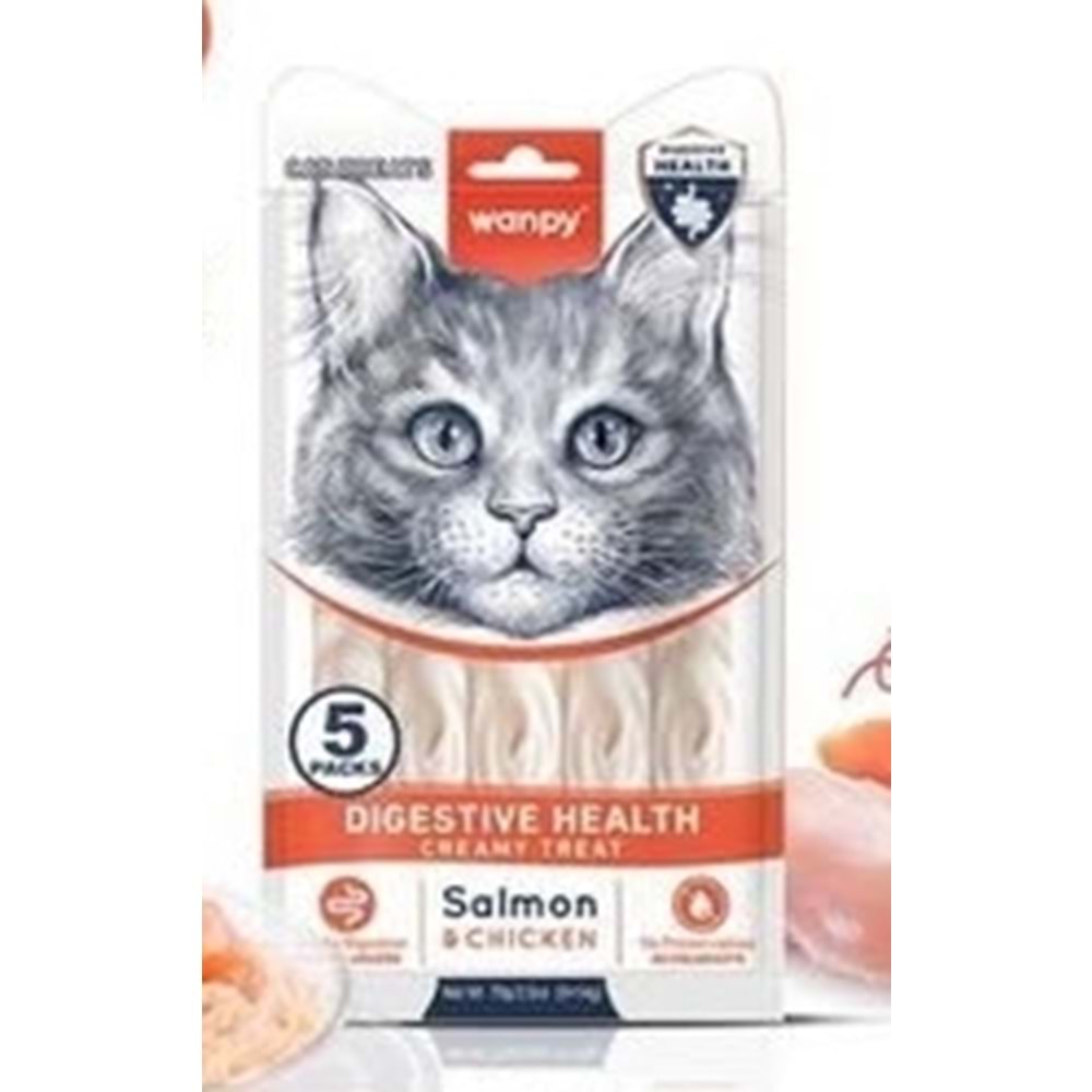 WANPY LİCKABLE CAT TREATS DIGESTIVE HEALTH SALMON&CHICKEN