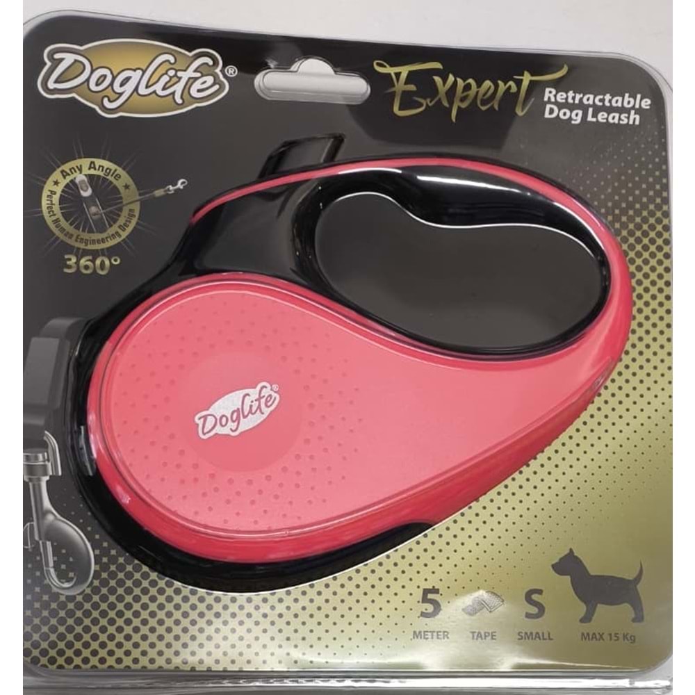 DOGLİFE OTOMATİK GEZDİRME PEMBE SİYAH 5M (S)
