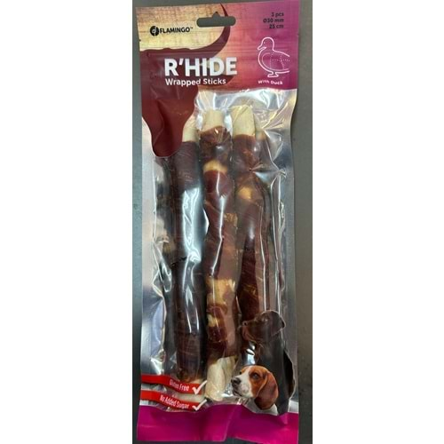 FLAMINGO R HIDE DUCK WRAPPED STICK 25CM 3 PC