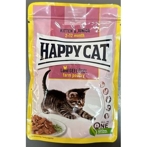 HAPPY CAT KİTTEN-JUNIOR POUCH TAVUK 85G