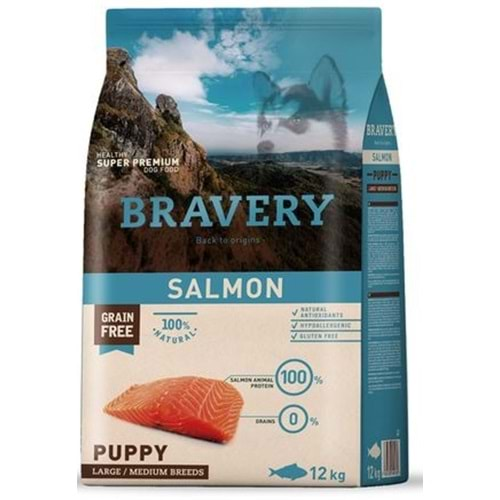 BRAVERY MEDIUM&LARGE PUPPY SALMON 12KG