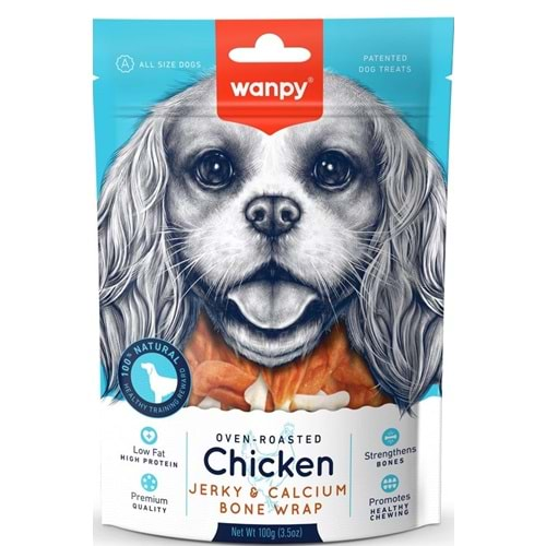 WANPY CHICKEN JERKY WRAPPED CALCIUM BONE 100G