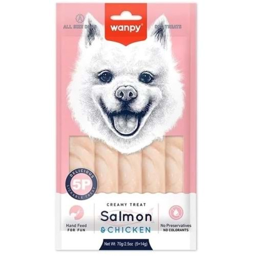 WANPY LICKABLE TREAT SALMON&SALMON CHICKEN FOR DOG 14G&5PCS