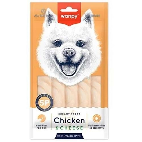 WANPY LICKABLE TREAT CHICKEN &CHEESE FOR DOG 14G-5PCS