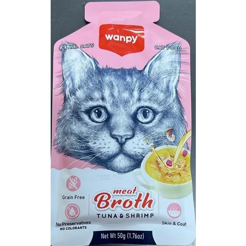 WANPY MEAT BROTHS TUNA & SHRIMP FOR CAT 50G