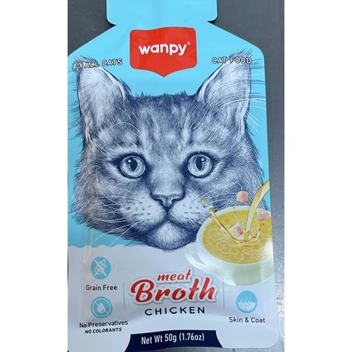 WANPY MEAT BROTHS CHICKEN FOR CAT 50G