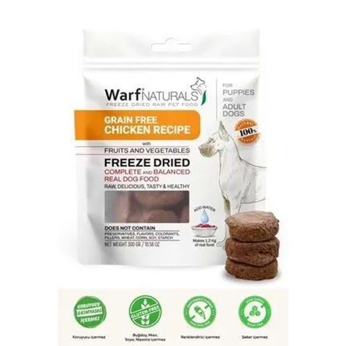 WARF TAVUK ETLİ KÖPEK MAMASI FREEZE DRIED