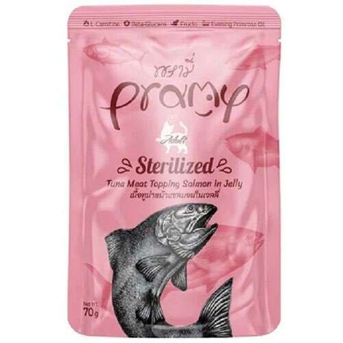 PRAMY STERLISED CAT TUNA &SOMON 70G