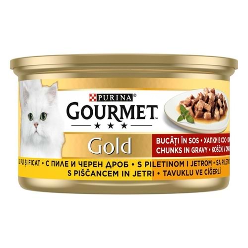 GOURMET GOLD TAVUK CİĞER YAŞ KEDİ MAMASI 85 GR