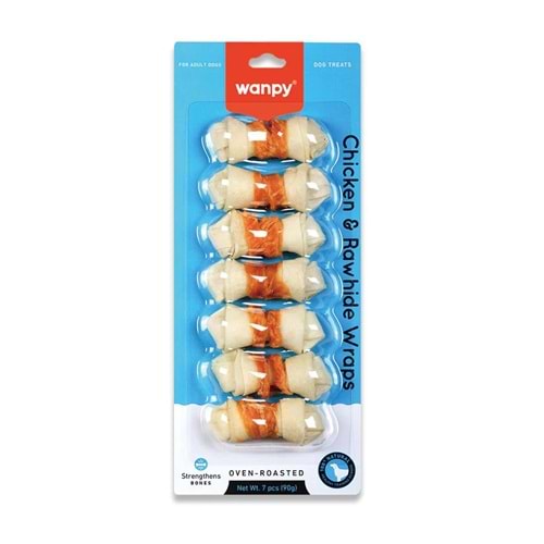WANPY CHICKEN JERK WRAPPED BLEACHED RAWHIDE 2.5 90G