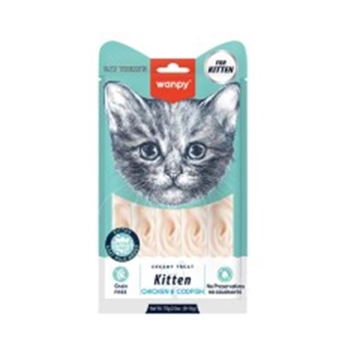 WANPY CREAMY LICKLABLE CAT TREATS FOR KITTEN CHICKEN&CODFISH 7G