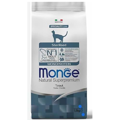 MONGE CAT NATURAL MONOPROTEIN STERILISED TROUT 1,5KG