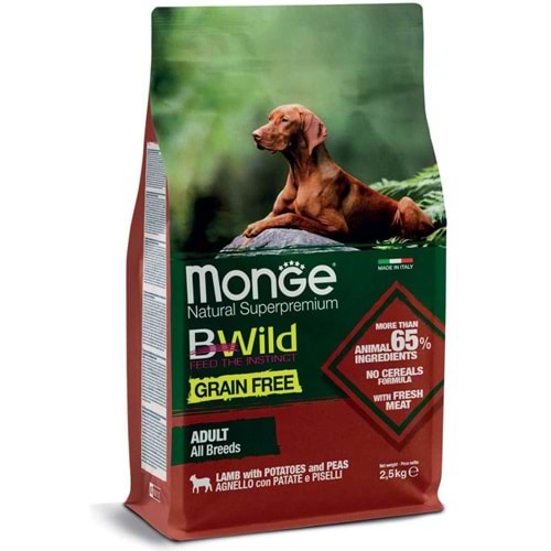 MONGE BW GRAIN FREE DOG ADULT LAMB POTATO PEAS 2.5KG