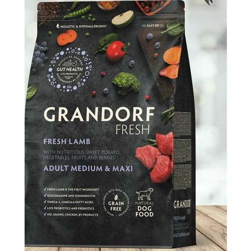 GRANDROF FRESH ADULT MEDIUM MAXİ FRESH LAMB 10KG