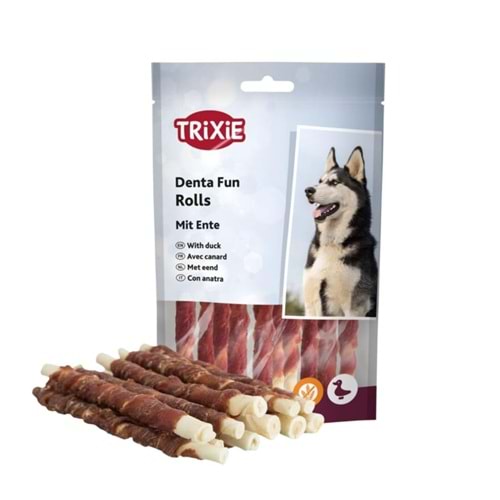 TRIXIE DENTA FUN ROLLS WİTH DUCK 17CM 3PCS 140G