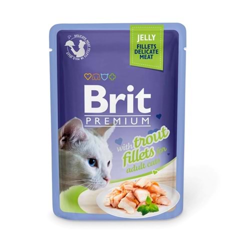 BRIT PREMİUM CAT DELİCATE FİLLETS İN JELLY TROUT 85G