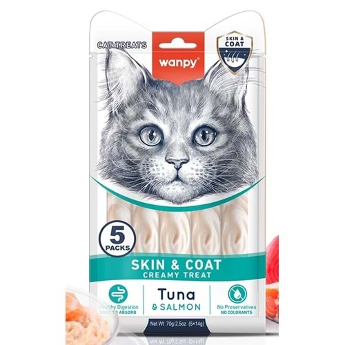WANPY LİCKABLE CAT TREATS SKIN COAT TUNA&SALMON