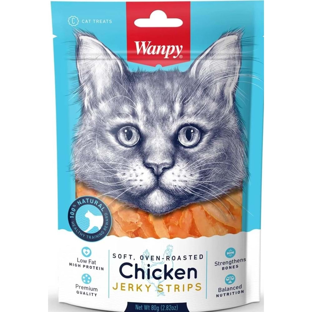 WANPY SOFT CHICKEN JERKY STRIP FOR CAT 80G