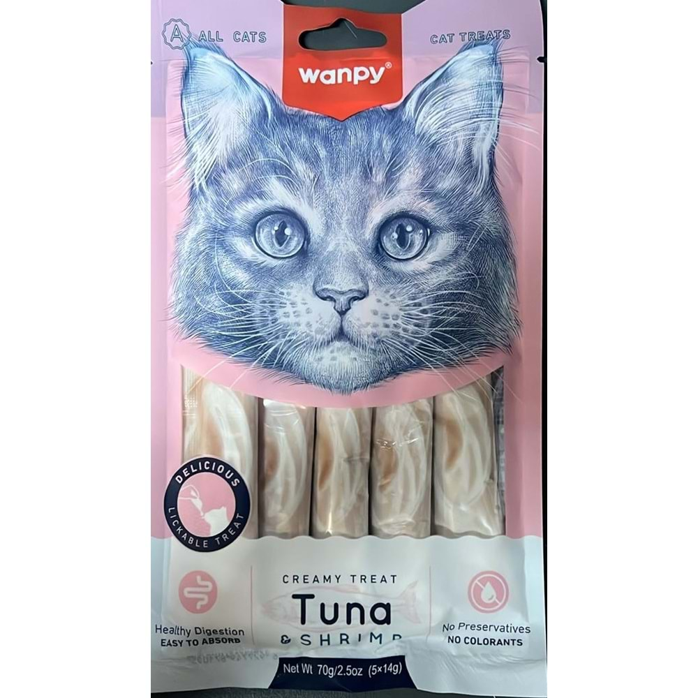 WANPY LICKABLE TREAT FOR CAT 14G&5 PCS TUNA&SHRİMP