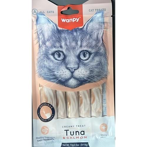 WANPY LICKABLE TREAT FOR CAT 14G&5 PCS TUNA&SALMON