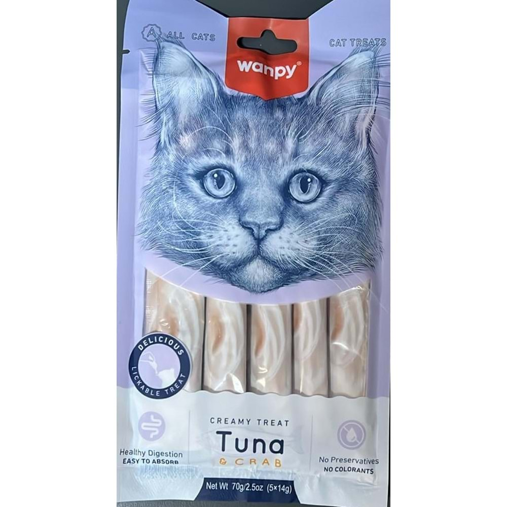 WANPY LICKABLE TREAT FOR CAT 14G&5 PCS TUNA&CRAB