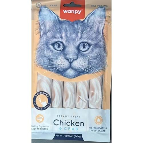 WANPY LICKABLE TREAT FOR CAT 14G&5 PCS CHİCKEN&CRAB