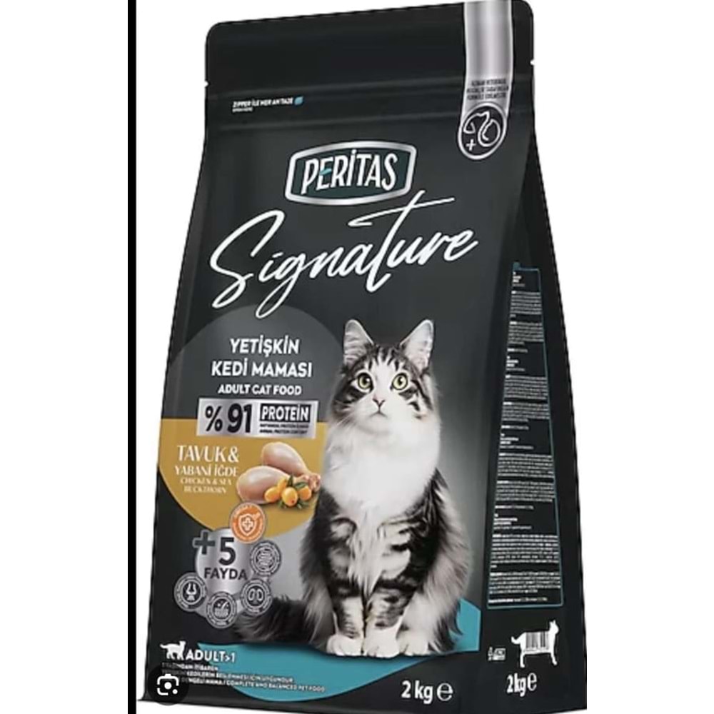 PERİTAS YETİŞKİN KEDİ MAMASI TAVUK&YABANİ İĞDE 2KG
