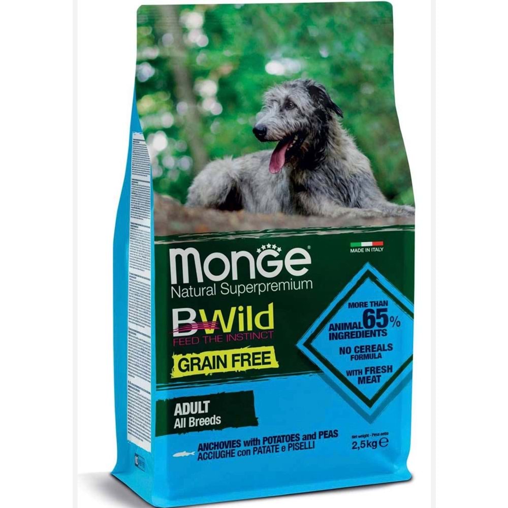 MONGE BW GRAIN FREE ANCH POTATO PEAS ADULT 2,5KG