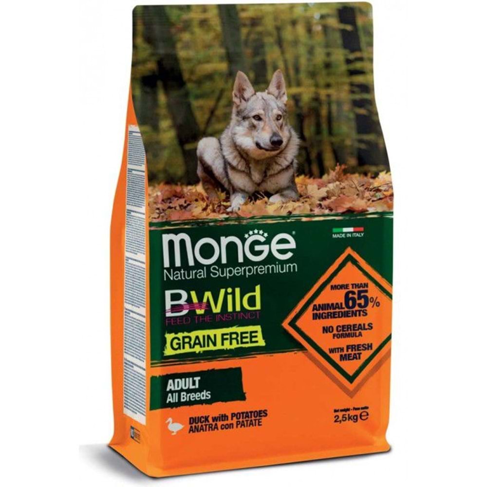 MONGE BW GRAIN FREE DUCK POTATO ADULT 2.5KG