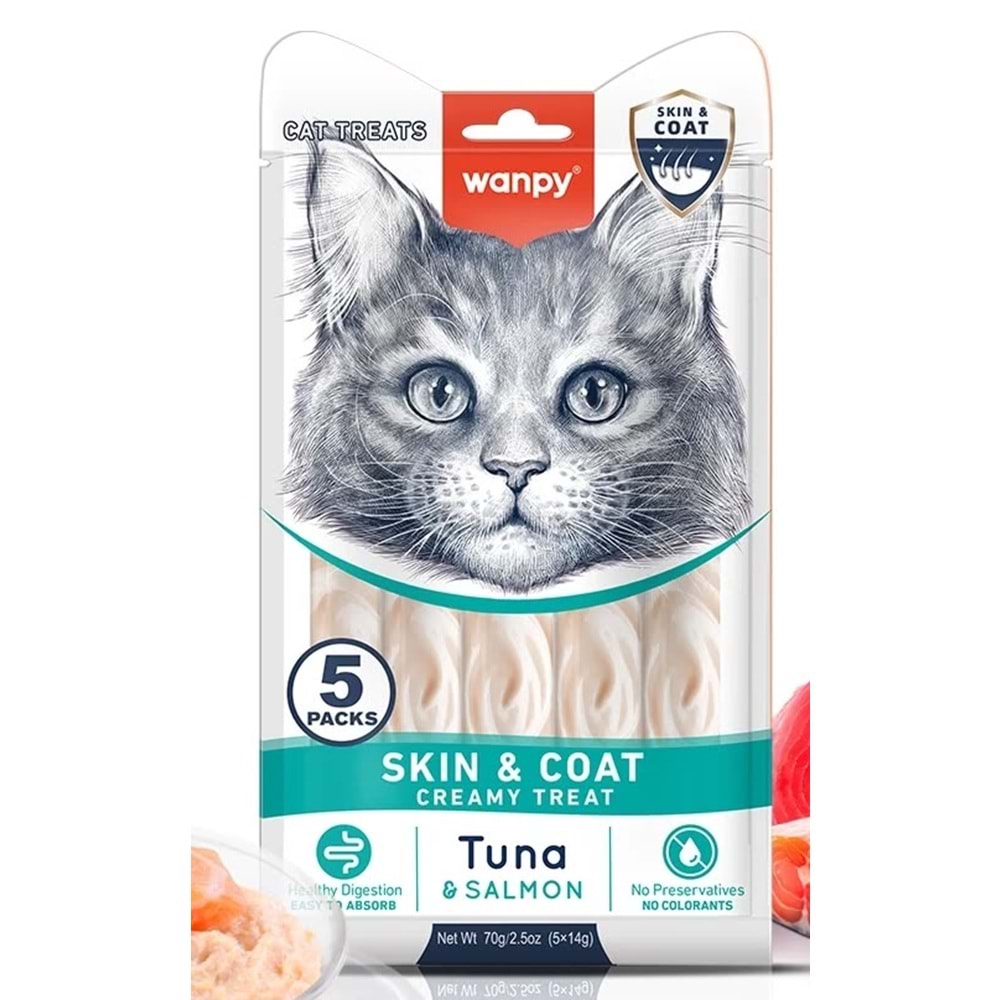 WANPY LİCKABLE CAT TREATS SKIN COAT TUNA&SALMON