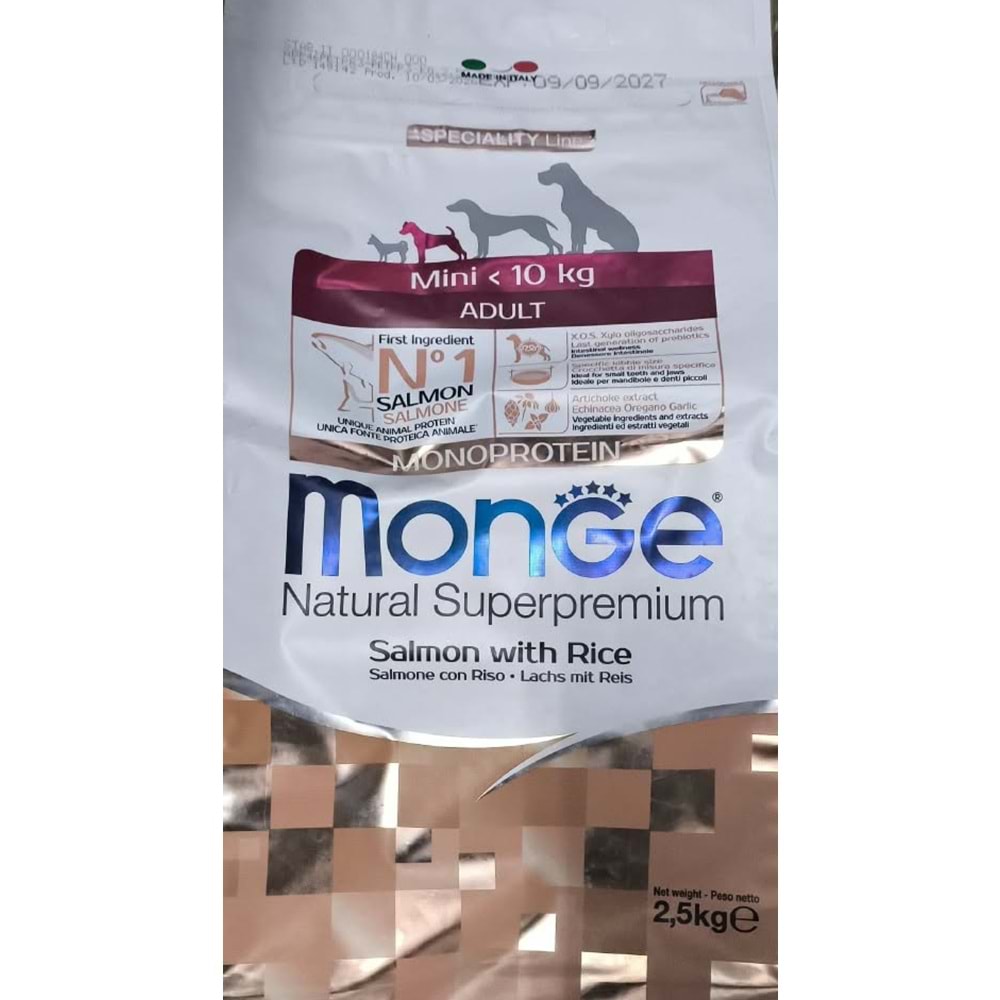 MONGE MINI ADULT SALMON RICE 2.5KG